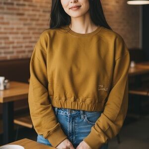 Civil Regime cropped sweatshirt Script Scarlett‎ Oversized Crewneck brown small